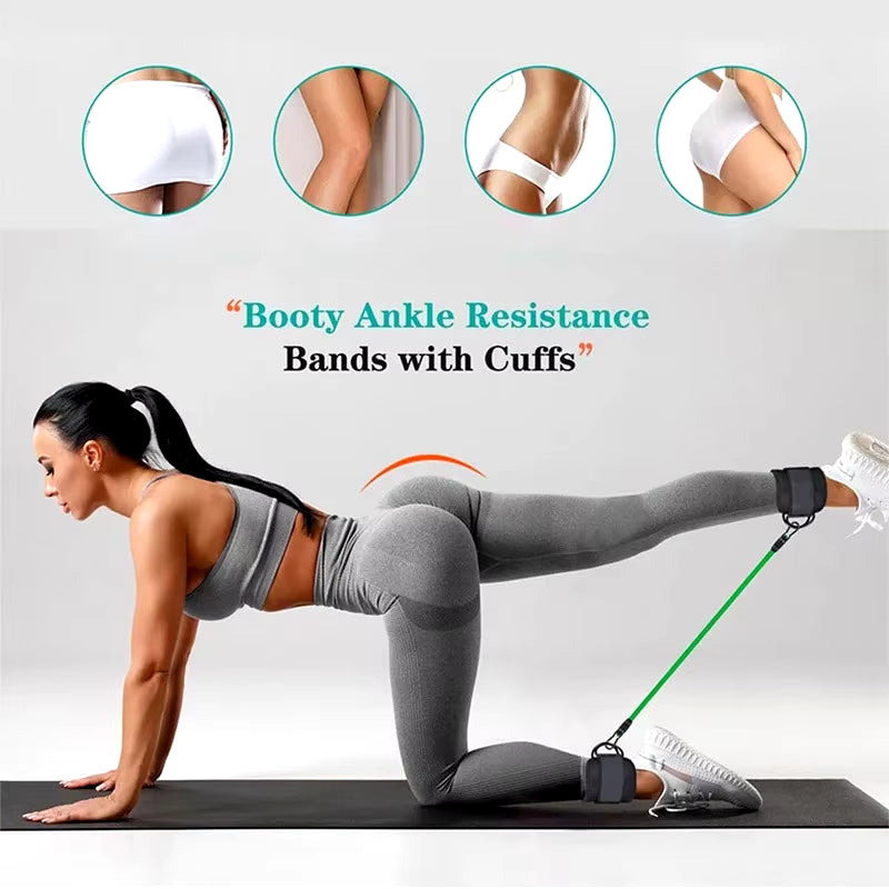 Professional Resistance Band Set with Ankle Straps for Fitness, Yoga, and Gym Workouts for Men and Women