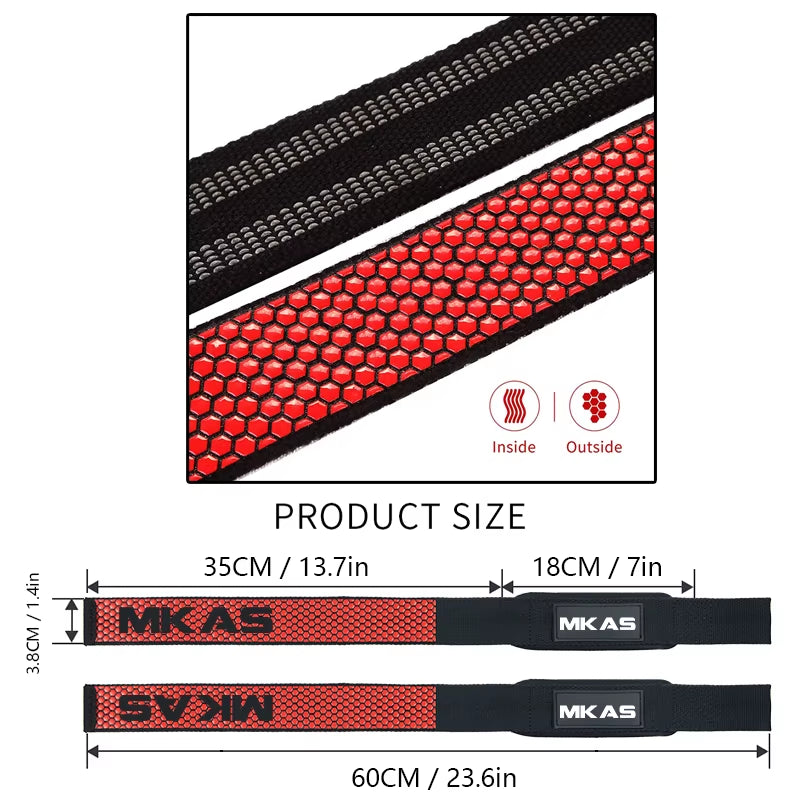 Professional Weight Lifting Wrist Straps with Non-Slip Flex Gel Grip for Bodybuilding and Gym Training