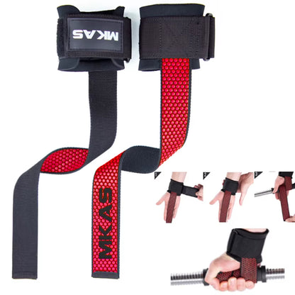 Professional Weight Lifting Wrist Straps with Non-Slip Flex Gel Grip for Bodybuilding and Gym Training