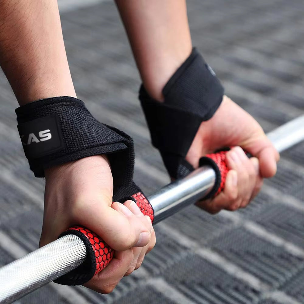 Professional Weight Lifting Wrist Straps with Non-Slip Flex Gel Grip for Bodybuilding and Gym Training