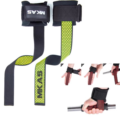 Professional Weight Lifting Wrist Straps with Non-Slip Flex Gel Grip for Bodybuilding and Gym Training