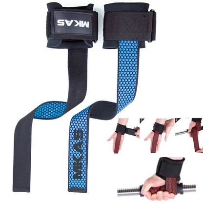 Professional Weight Lifting Wrist Straps with Non-Slip Flex Gel Grip for Bodybuilding and Gym Training