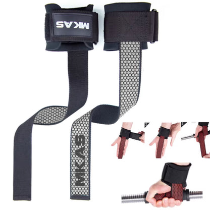 Professional Weight Lifting Wrist Straps with Non-Slip Flex Gel Grip for Bodybuilding and Gym Training
